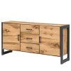 Naturoo Buffet Ironwood I - Placage en bois véritable / Métal - Chêne vieilli / Gris