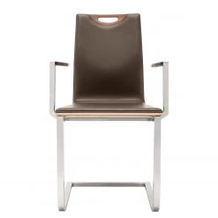 GWINNER Chaise cantilever Lena II - Cuir Toledo : Gris fumé - Chêne