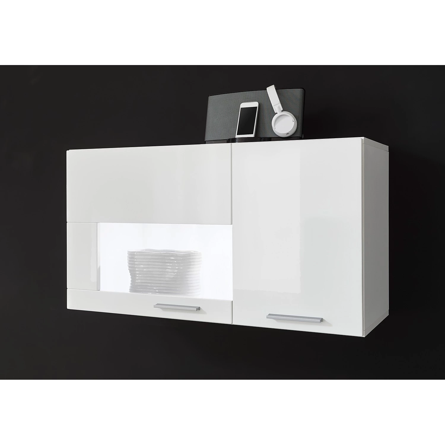 Loftscape Vitrine murale Cely - Blanc brillant / Blanc mat 2 Loftscape Vitrine murale Cely - Blanc brillant / Blanc mat – Image 2