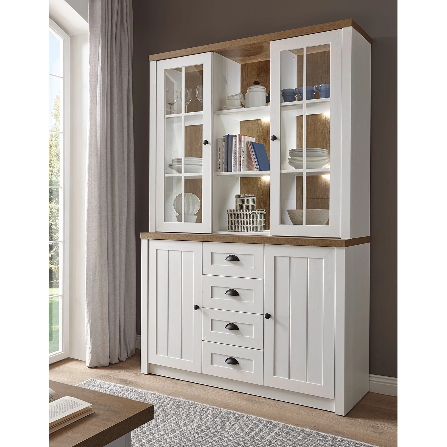 Norrwood Vaisselier Proville II - Imitation chêne blanc / Imitation chêne 2 Norrwood Vaisselier Proville II - Imitation chêne blanc / Imitation chêne – Image 2