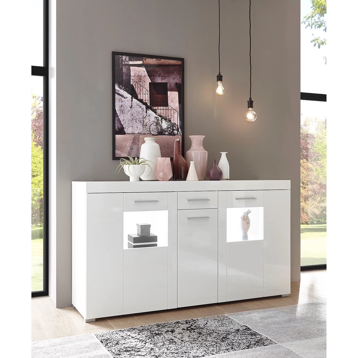 Loftscape Buffet Cely - Blanc brillant / Blanc mat 2 Loftscape Buffet Cely - Blanc brillant / Blanc mat – Image 2