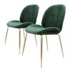 Kayoom Chaises capitonnées Charlize (lot de 2) - Velours / Métal - Laiton - Vert