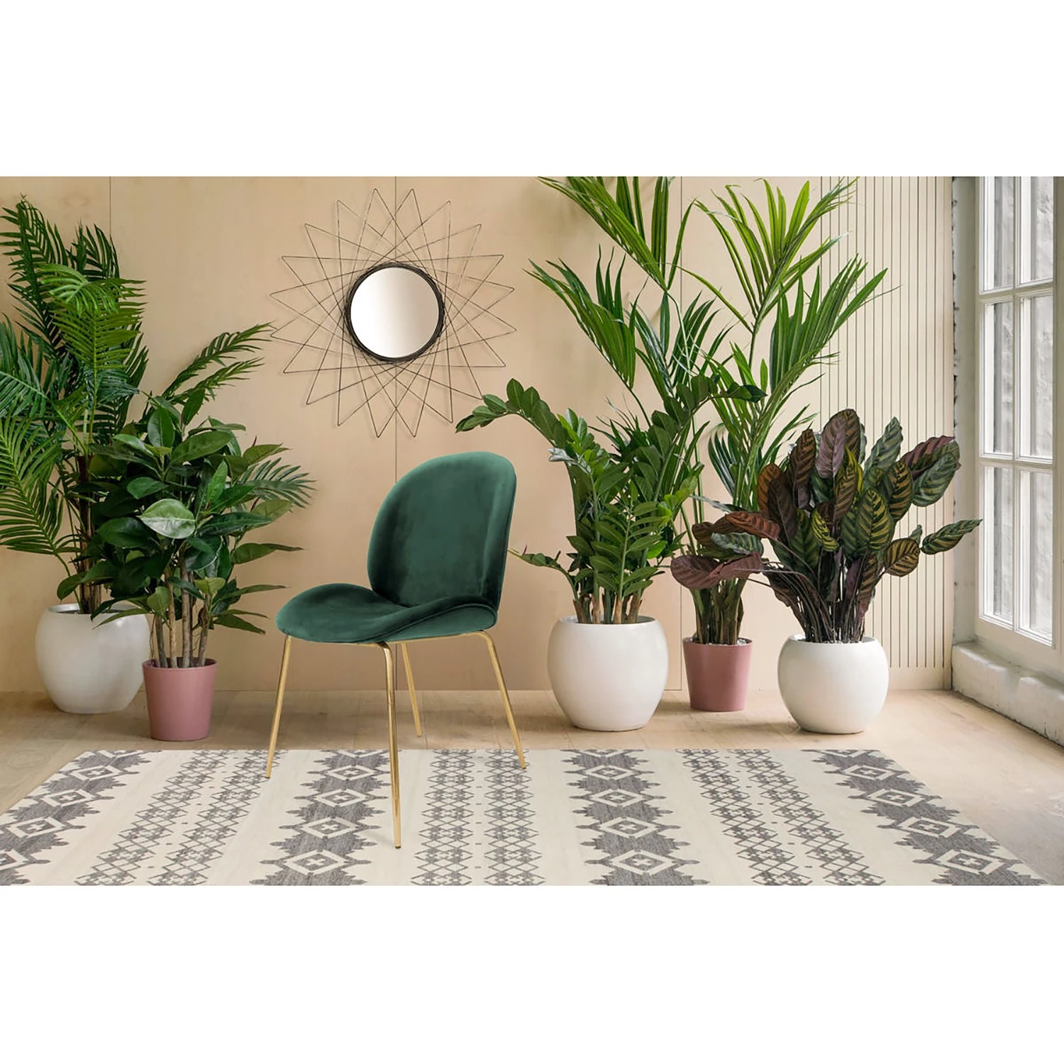 Kayoom Chaises capitonnées Charlize (lot de 2) - Velours / Métal - Laiton - Vert 2 Kayoom Chaises capitonnées Charlize (lot de 2) - Velours / Métal - Laiton - Vert – Image 2