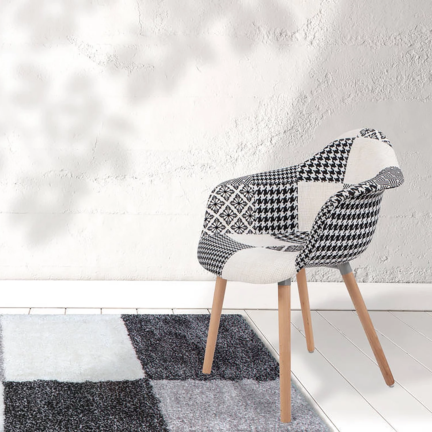 Kayoom Chaises à accoudoirs Dave (lot de 2) - Tissu / Hêtre massif - Noir / Blanc 2 Kayoom Chaises à accoudoirs Dave (lot de 2) - Tissu / Hêtre massif - Noir / Blanc – Image 2