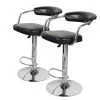 Kayoom Chaises de bar Midnight I (lot de 2) - Imitation cuir / Métal - Chrome - Noir