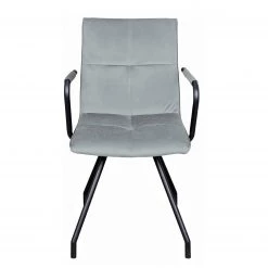 Kayoom Chaises à accoudoirs Eaden (lot de 2) - Velours / Fer - Noir - Gris -Meubles de salle à manger Soldes Magasin 1000214201 200529 06050300182 DETAILS P000000001000214201