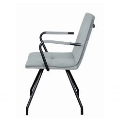 Kayoom Chaises à accoudoirs Eaden (lot de 2) - Velours / Fer - Noir - Gris -Meubles de salle à manger Soldes Magasin 1000214201 200529 06050400183 DETAILS P000000001000214201