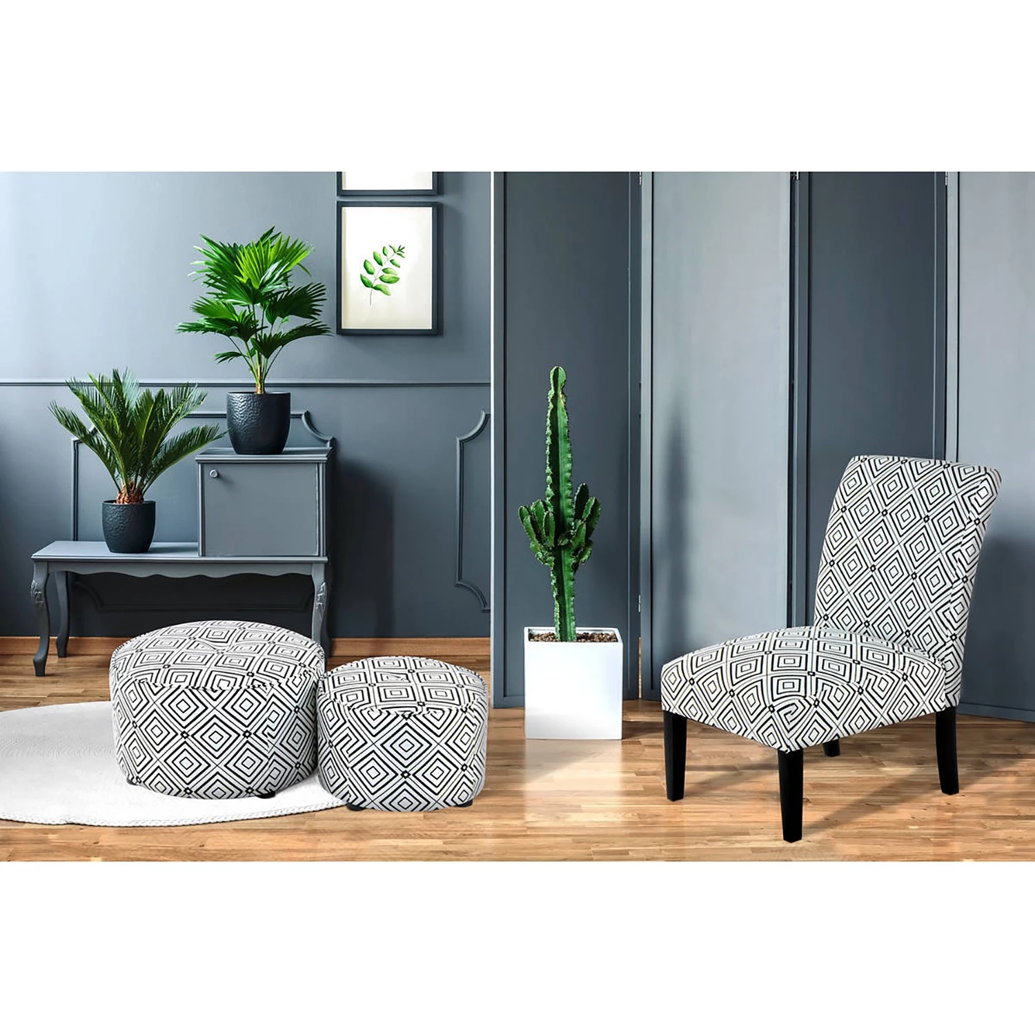 Kayoom Chaises capitonnées Indira III - Tissu / Hêtre massif - Noir / Blanc 2 Kayoom Chaises capitonnées Indira III - Tissu / Hêtre massif - Noir / Blanc – Image 2