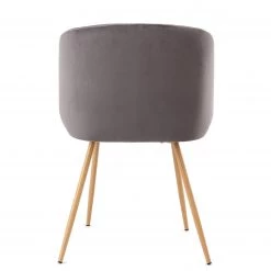 Kayoom Chaises capitonnées Celina (lot de 2) - Velours / Métal - Imitation hêtre - Gris -Meubles de salle à manger Soldes Magasin 1000214218 200529 06063500301 DETAILS P000000001000214218