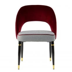 Kayoom Chaises capitonnées Courtney (lot de 2) - Velours / Partiellement en eucalyptus massif - Rouge / Doré -Meubles de salle à manger Soldes Magasin 1000214237 200529 06084400465 DETAILS P000000001000214237