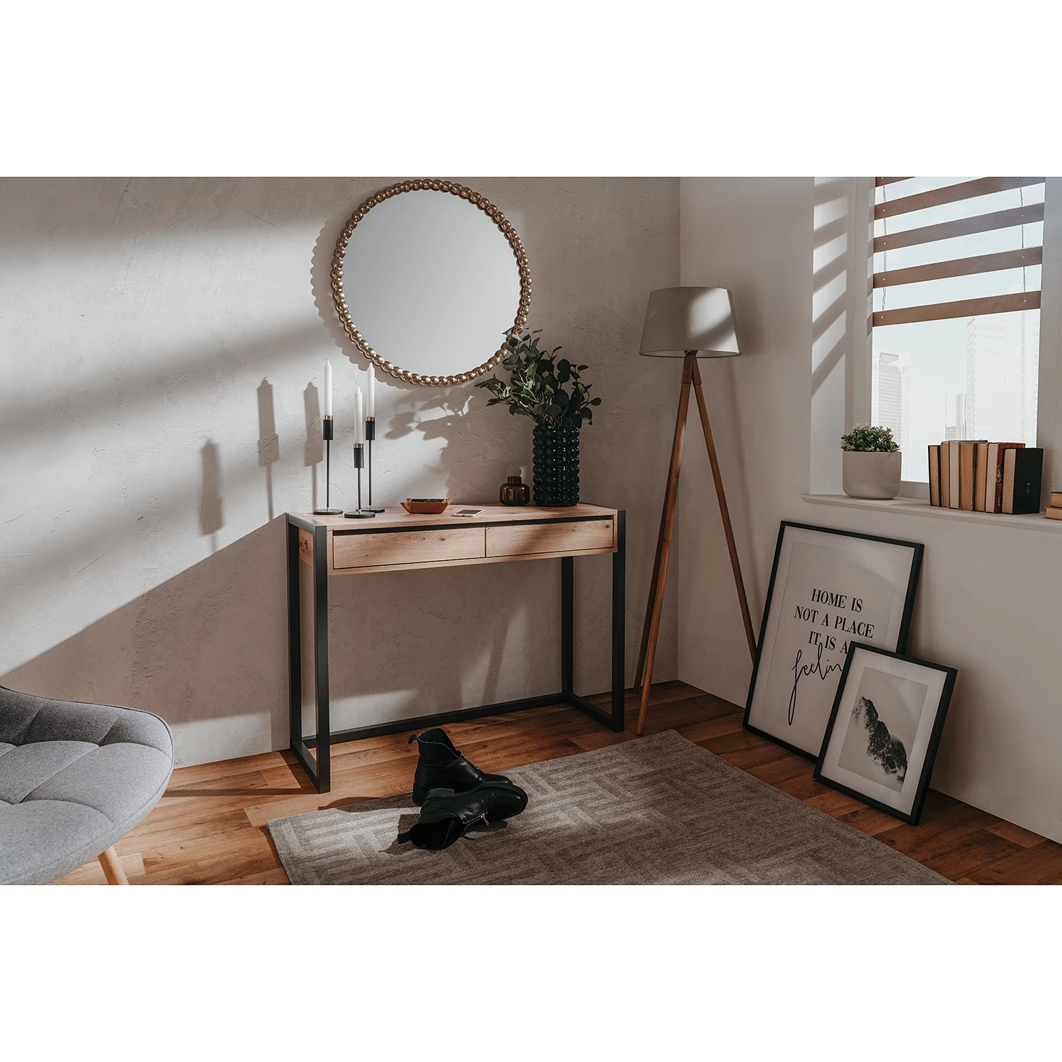 Red Living Console Denville - Imitation chêne artisan / Anthracite 2 Red Living Console Denville - Imitation chêne artisan / Anthracite – Image 2