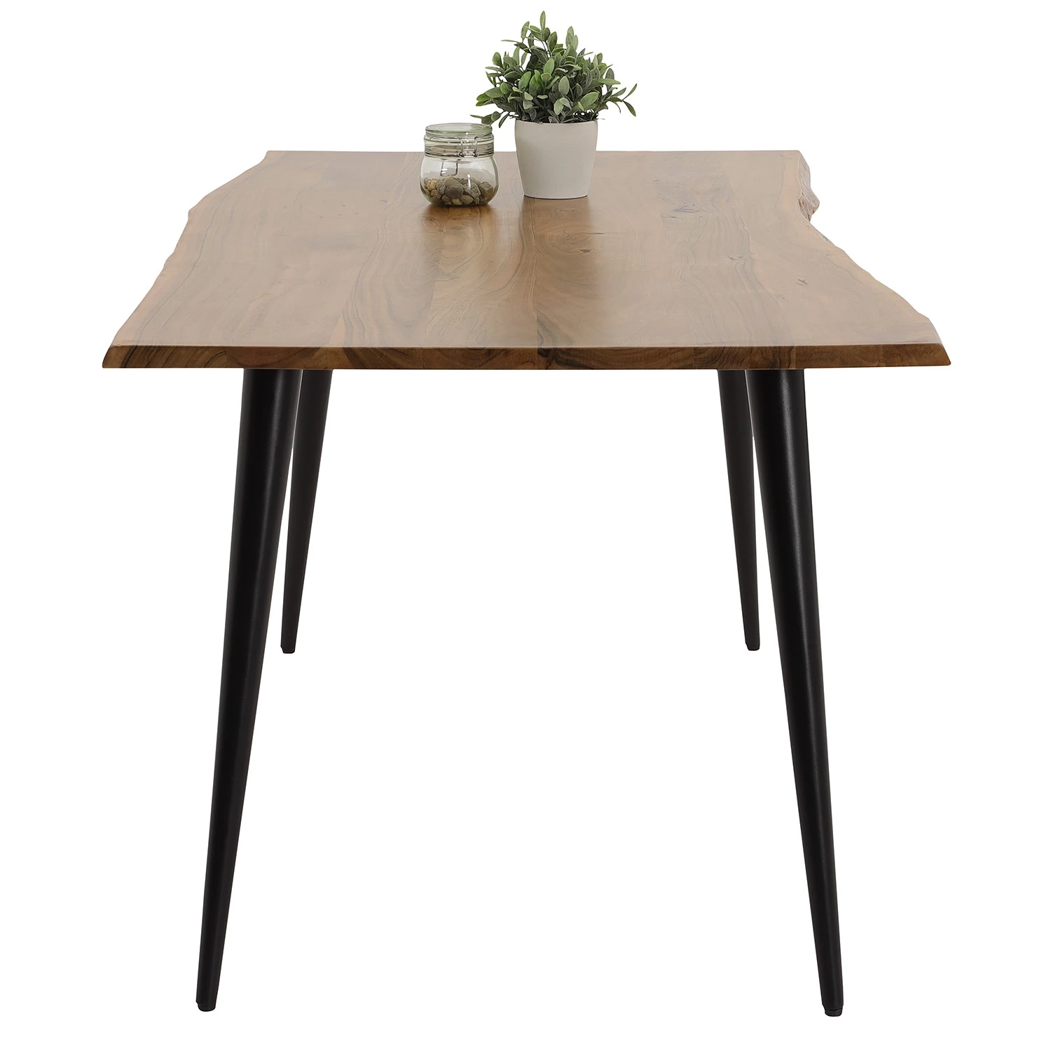 Norrwood Table Auberry - Acacia massif / Acier - Acacia / Noir mat - Largeur : 160 cm 3 Norrwood Table Auberry - Acacia massif / Acier - Acacia / Noir mat - Largeur : 160 cm – Image 3