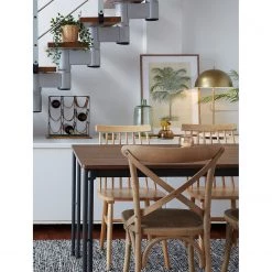 Norrwood Table Montels - Partiellement en noyer massif / Acier - Noyer / Noir -Meubles de salle à manger Soldes Magasin 1000214935 200608 06190300197 DETAILS P000000001000214935