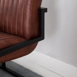 Ars manufacti Banquette Wylie - Cuir / Fer - Marron vintage / Noir -Meubles de salle à manger Soldes Magasin 1000215577 210505 15060600004 DETAILS P000000001000215577