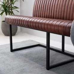 Ars manufacti Banquette Wylie - Cuir / Fer - Marron vintage / Noir -Meubles de salle à manger Soldes Magasin 1000215577 210505 15060800005 DETAILS P000000001000215577