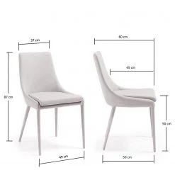 Loftscape Chaises capitonnées Doyline II (2 él.) - Tissu / Imitation cuir - Beige -Meubles de salle à manger Soldes Magasin 1000216151 200623 13431900019 SKETCH DETAILS P000000001000216151 sketch