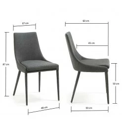 Loftscape Chaises capitonnées Doyline I (lot de 2) - Tissu / Acier - Gris foncé 11 Loftscape Chaises capitonnées Doyline I (lot de 2) - Tissu / Acier - Gris foncé -Meubles de salle à manger Soldes Magasin 1000216163 200623 13433600037 SKETCH DETAILS P000000001000216163 sketch