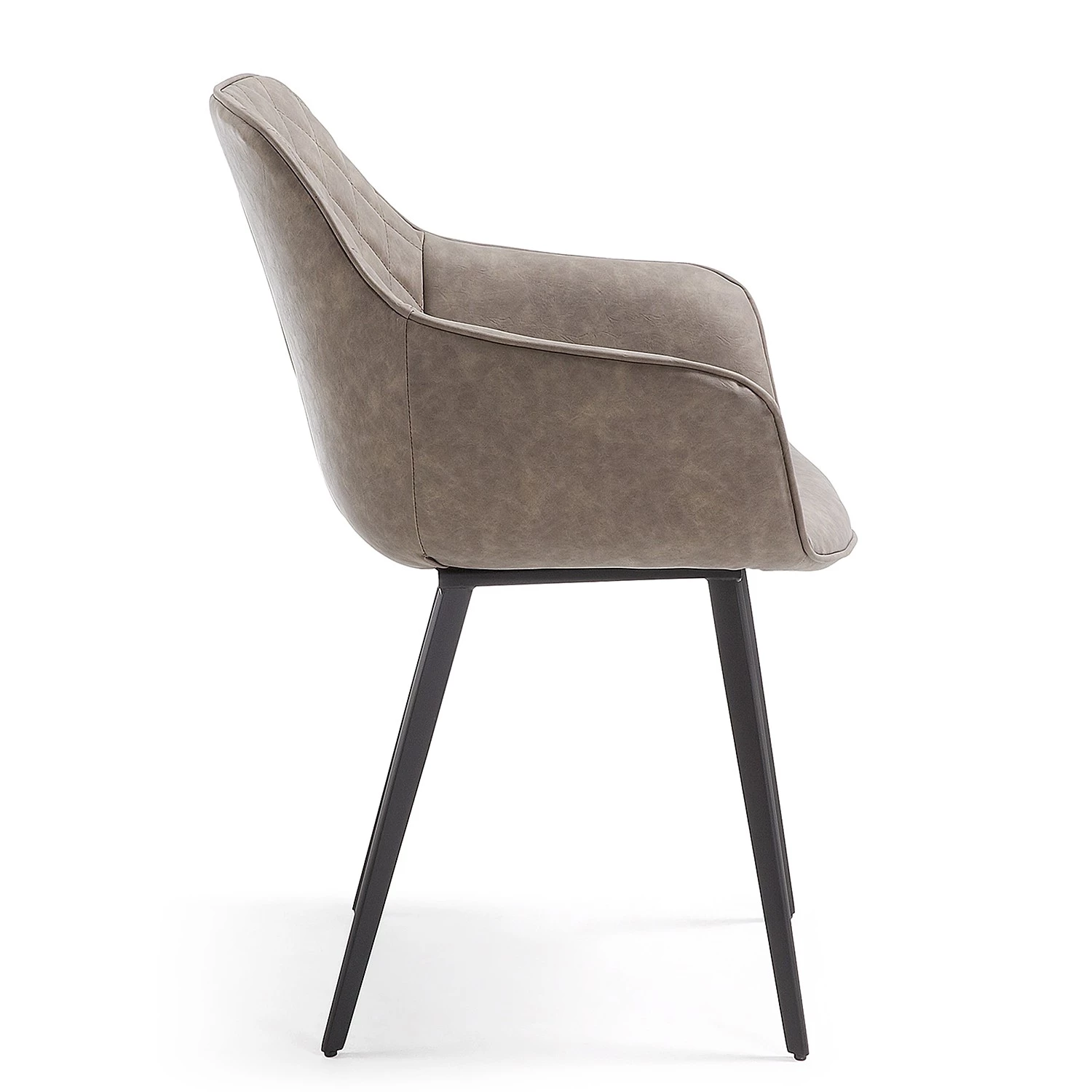 Red Living Chaises à accoudoirs Amira (lot de 2) - Imitation cuir / Acier - Noir - Sable vintage 4 Red Living Chaises à accoudoirs Amira (lot de 2) - Imitation cuir / Acier - Noir - Sable vintage – Image 4