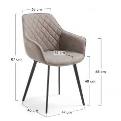 Red Living Chaises à accoudoirs Amira (lot de 2) - Imitation cuir / Acier - Noir - Sable vintage 13 Red Living Chaises à accoudoirs Amira (lot de 2) - Imitation cuir / Acier - Noir - Sable vintage -Meubles de salle à manger Soldes Magasin 1000216166 200623 13435700059 SKETCH DETAILS P000000001000216166 sketch