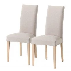 Maison Belfort Chaises capitonnées Ellerby I (lot de 2) - Tissu / Hêtre massif - Hêtre - Beige