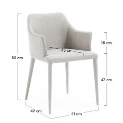 Loftscape Chaises à accoudoirs Dayline I (2 él.) - Tissu / Acier - Gris clair -Meubles de salle à manger Soldes Magasin 1000216182 200623 13455100167 SKETCH DETAILS P000000001000216182 sketch