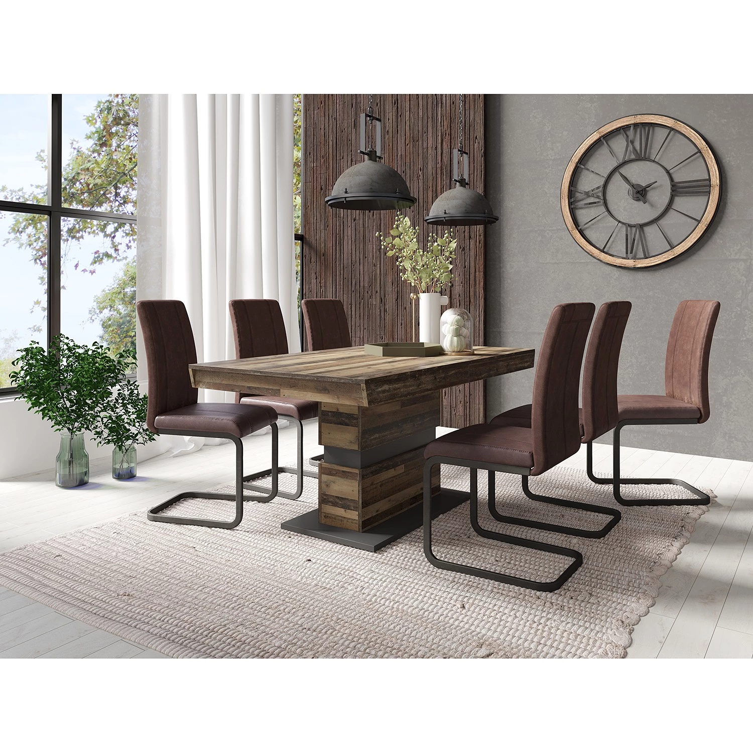 Loftscape Table Marlton - (extensible) - Imitation bois ancien 2 Loftscape Table Marlton - (extensible) - Imitation bois ancien – Image 2