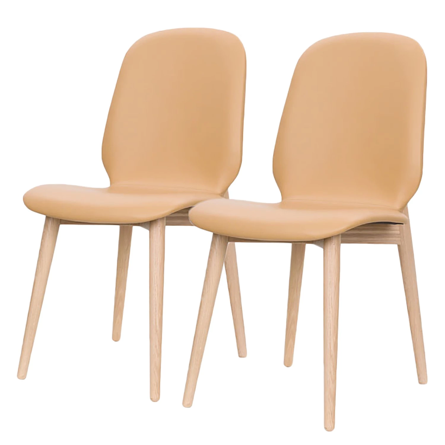 Studio Copenhagen Chaises capitonnées Juuma (lot de 2) - Cuir Leps: Sablé - Chêne clair 1 Studio Copenhagen Chaises capitonnées Juuma (lot de 2) - Cuir Leps: Sablé - Chêne clair