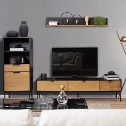 Studio Copenhagen Étagère Xavi - Placage en bois véritable / Métal - Chêne / Chêne noir -Meubles de salle à manger Soldes Magasin 1000218026 220107 12570000066 MOOD DETAILS P000000001000218026 mood