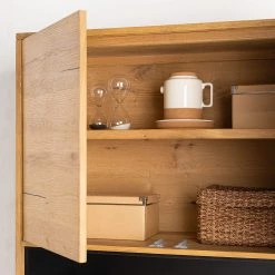 Studio Copenhagen Buffet haut Flox - Placage en bois véritable / Métal -Chêne / Noir -Meubles de salle à manger Soldes Magasin 1000218128 211020 14273900050 DETAILS P000000001000218128