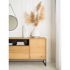 Studio Copenhagen Buffet Flox II - Placage en bois véritable / Métal -Chêne / Noir -Meubles de salle à manger Soldes Magasin 1000218135 211020 141438000038 DETAILS P000000001000218135