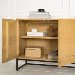 Studio Copenhagen Buffet Flox II - Placage en bois véritable / Métal -Chêne / Noir -Meubles de salle à manger Soldes Magasin 1000218135 211020 14143800060 DETAILS P000000001000218135