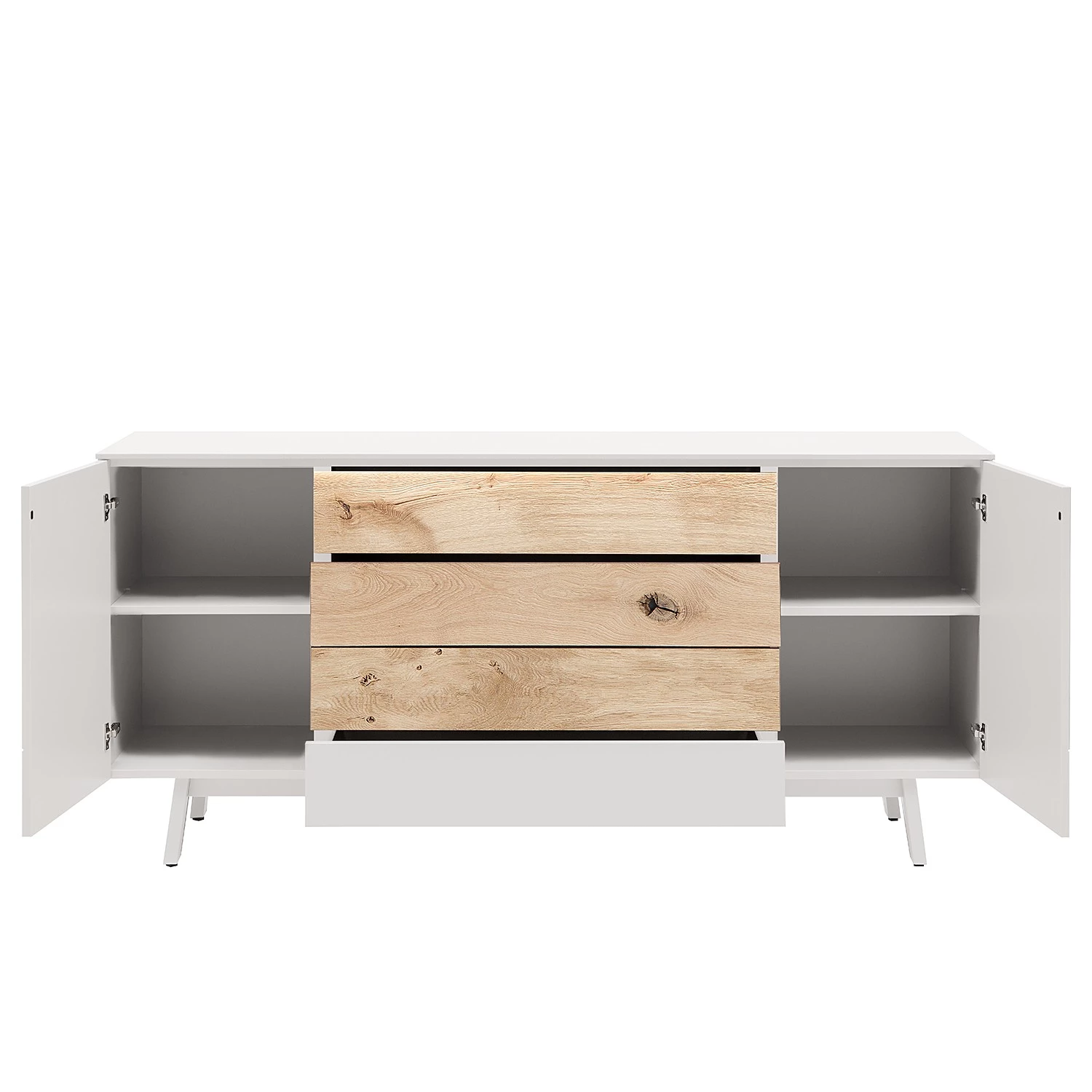 GWINNER Buffet Misano - Blanc / Chêne sauvage - Sans éclairage 2 GWINNER Buffet Misano - Blanc / Chêne sauvage - Sans éclairage – Image 2