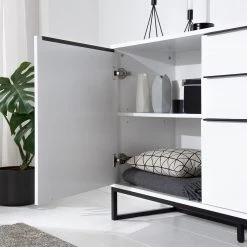 Fredriks Buffet White Hall II - Blanc mat / Noir -Meubles de salle à manger Soldes Magasin 1000218367 210521 08364500005 DETAILS P000000001000218367