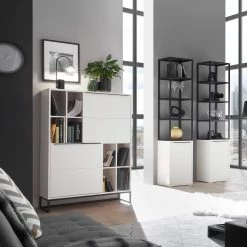 Fredriks Étagère White Hall - Blanc mat / Noir -Meubles de salle à manger Soldes Magasin 1000218374 210302 11190200001 MOOD DETAILS P000000001000218374 mood