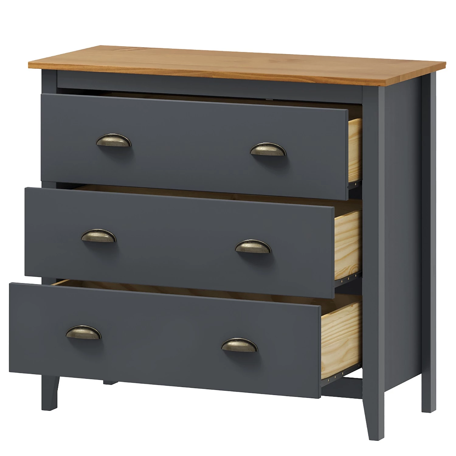 Maison Belfort Commode Rivery III - Pin massif - Anthracite 2 Maison Belfort Commode Rivery III - Pin massif - Anthracite – Image 2