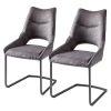 Fredriks Chaises cantilever Nadros (lot de 2) - Microfibre / Métal - Gris vintage / Noir mat