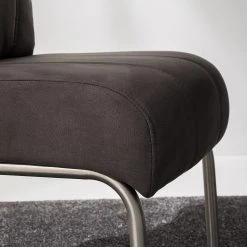 Fredriks Chaises cantilever Crowan(lot de 2) - Microfibre / Acier inoxydable - Gris vintage -Meubles de salle à manger Soldes Magasin 1000218550 210311 11465800011 DETAILS P000000001000218550