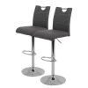 Fredriks Chaises de bar Malte (lot de 2) - Imitation cuir / Métal - Chrome - Gris foncé