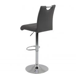 Fredriks Chaises de bar Malte (lot de 2) - Imitation cuir / Métal - Chrome - Gris foncé -Meubles de salle à manger Soldes Magasin 1000218722 200714 11153900024 DETAILS P000000001000218722