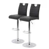 Fredriks Chaises de bar Malte (lot de 2) - Imitation cuir / Métal - Chrome - Noir