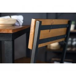 Ars manufacti Chaises de bar Grasby (lot de 2) - Pin recyclé / Métal - Pin foncé / Noir -Meubles de salle à manger Soldes Magasin 1000219221 220301 070 DETAILS P000000001000219221