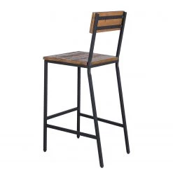 Ars manufacti Chaises de bar Grasby (lot de 2) - Pin recyclé / Métal - Pin foncé / Noir -Meubles de salle à manger Soldes Magasin 1000219221 220303 040 DETAILS P000000001000219221