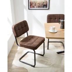 Ars manufacti Chaises cantilever Dalcross (lot de 2) - Microfibre / Métal - Marron -Meubles de salle à manger Soldes Magasin 1000219292 210223 14200900002 MOOD DETAILS P000000001000219292 mood