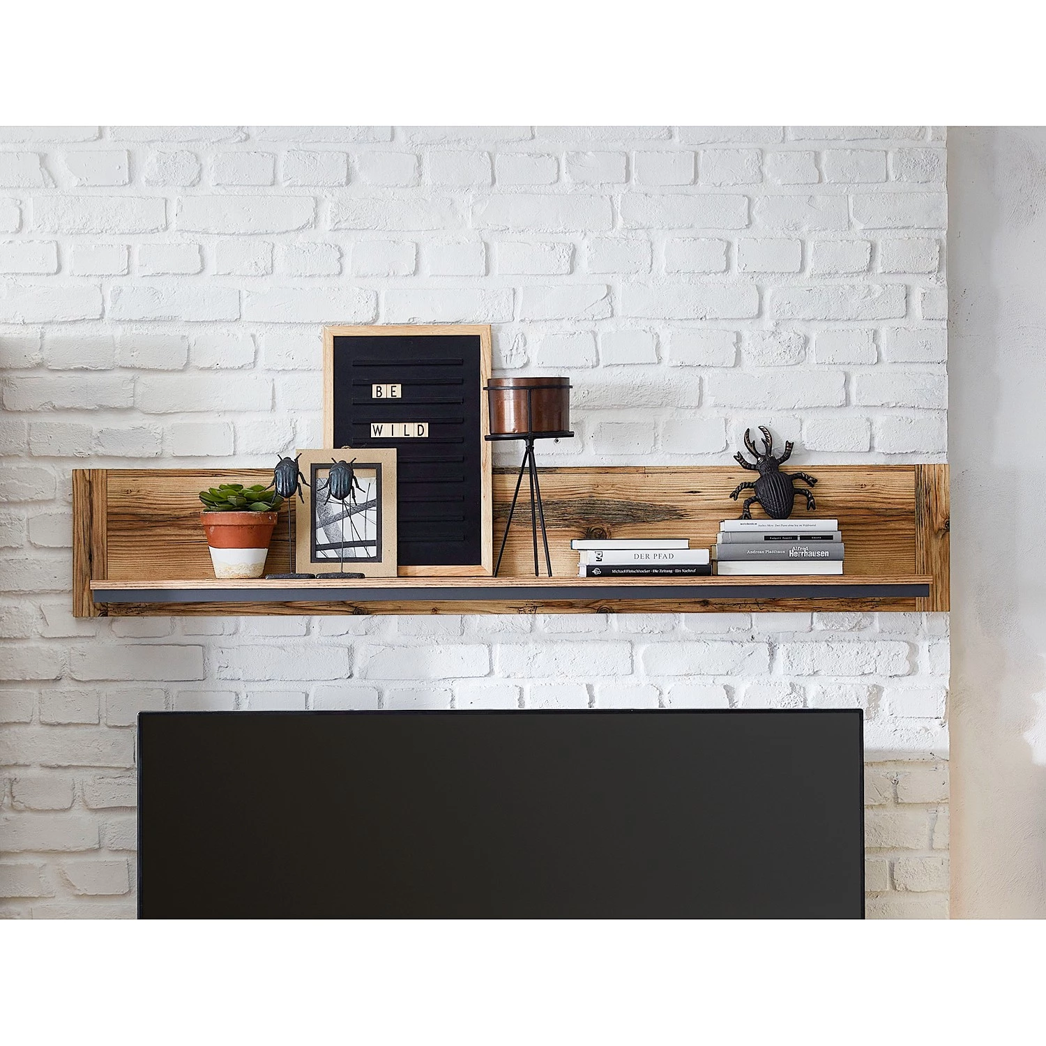 Ridgevalley Tablette murale Priay - Imitation mélèze / Graphite - Largeur : 155 cm 2 Ridgevalley Tablette murale Priay - Imitation mélèze / Graphite - Largeur : 155 cm – Image 2