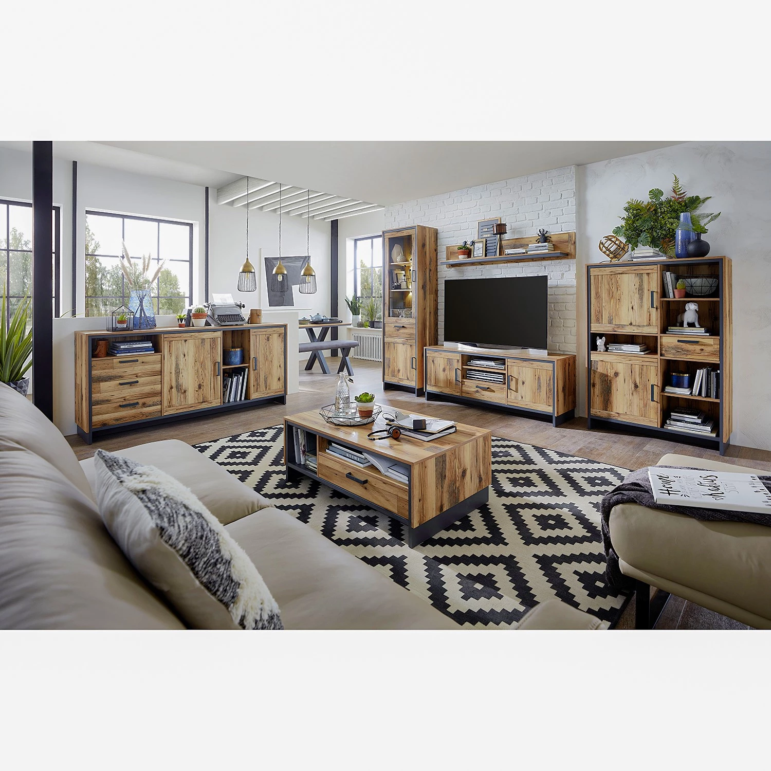 Ridgevalley Tablette murale Priay - Imitation mélèze / Graphite - Largeur : 155 cm 4 Ridgevalley Tablette murale Priay - Imitation mélèze / Graphite - Largeur : 155 cm – Image 4