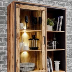 Ridgevalley Vitrine Priay I - Avec éclairage - Imitation mélèze / Graphite -Meubles de salle à manger Soldes Magasin 1000220677 200819 06353500069 DETAILS P000000001000220677