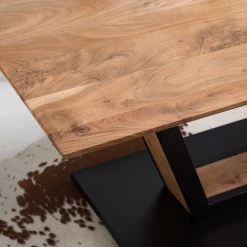 Ars manufacti Table Pensol - Acacia massif / Fer - Acacia / Noir -Meubles de salle à manger Soldes Magasin 1000222306 210503 09041300014 DETAILS P000000001000222306