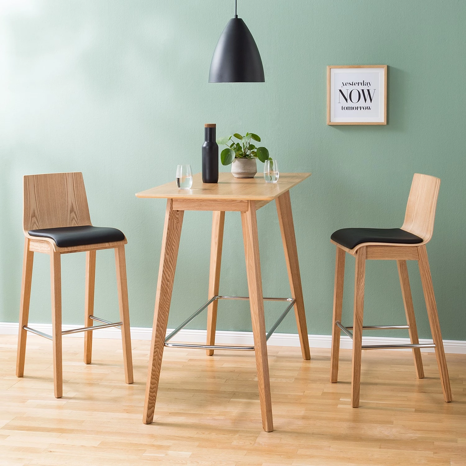 Ars Natura Chaises de bar Tunley (lot de 2) - Imitation cuir / Frêne massif - Beige 2 Ars Natura Chaises de bar Tunley (lot de 2) - Imitation cuir / Frêne massif - Beige – Image 2