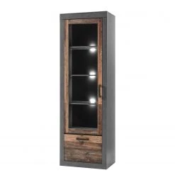 Red Living Vitrine Buzan I - Imitation bois recyclé / Anthracite
