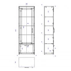 Red Living Vitrine Buzan I - Imitation bois recyclé / Anthracite -Meubles de salle à manger Soldes Magasin 1000223909 210202 14162100002 SKETCH DETAILS P000000001000223909 sketch